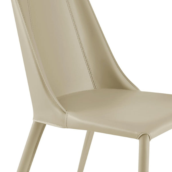 EuroStyle Kalle Leather Upholstered Dining Side Chair with Steel Frame for Modern Interiors Taupe 30914-LTGRY-MP1
