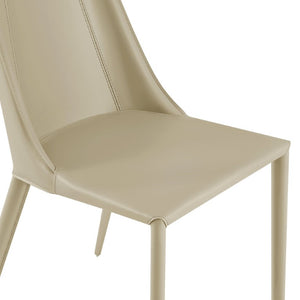 EuroStyle Kalle Leather Upholstered Dining Side Chair with Steel Frame for Modern Interiors Taupe 30914-LTGRY-MP1