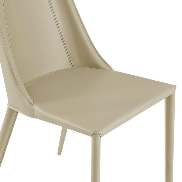 EuroStyle Kalle Leather Upholstered Dining Side Chair with Steel Frame for Modern Interiors Taupe 30914-LTGRY-MP1