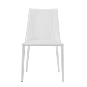 EuroStyle Kalle Leather Upholstered Dining Side Chair with Steel Frame for Modern Interiors White 30914-WHT-MP1