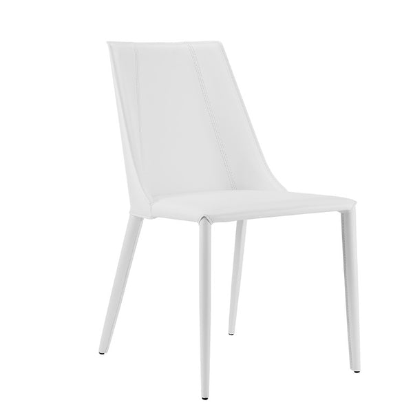 EuroStyle Kalle Leather Upholstered Dining Side Chair with Steel Frame for Modern Interiors White 30914-WHT-MP1