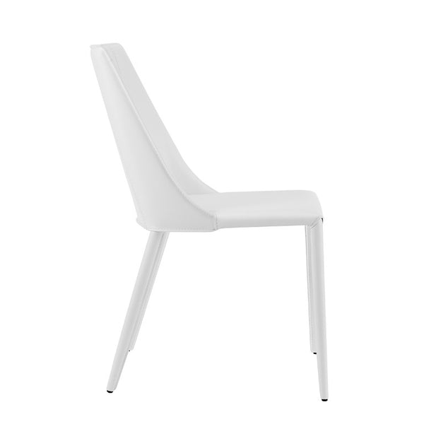EuroStyle Kalle Leather Upholstered Dining Side Chair with Steel Frame for Modern Interiors White 30914-WHT-MP1