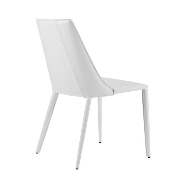 EuroStyle Kalle Leather Upholstered Dining Side Chair with Steel Frame for Modern Interiors White 30914-WHT-MP1