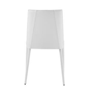 EuroStyle Kalle Leather Upholstered Dining Side Chair with Steel Frame for Modern Interiors White 30914-WHT-MP1