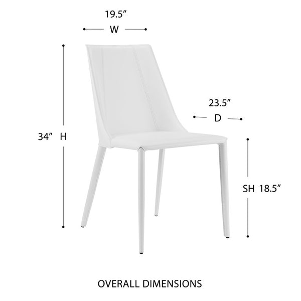 EuroStyle Kalle Leather Upholstered Dining Side Chair with Steel Frame for Modern Interiors White 30914-WHT-MP1