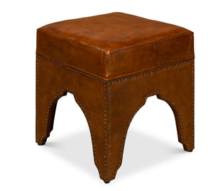 Sarreid Giuseppe Footstool Light Brown - Elegant Leather & Wood Design With Nailhead Trim For Stylish Decor Brown  30915