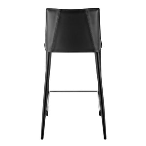 EuroStyle Kalle Regenerated Leather Counter Stool with Steel Frame for Kitchen or Home Bar 30916-BLK-MP1
