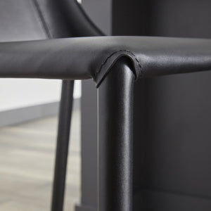 EuroStyle Kalle Regenerated Leather Counter Stool with Steel Frame for Kitchen or Home Bar 30916-BLK-MP1