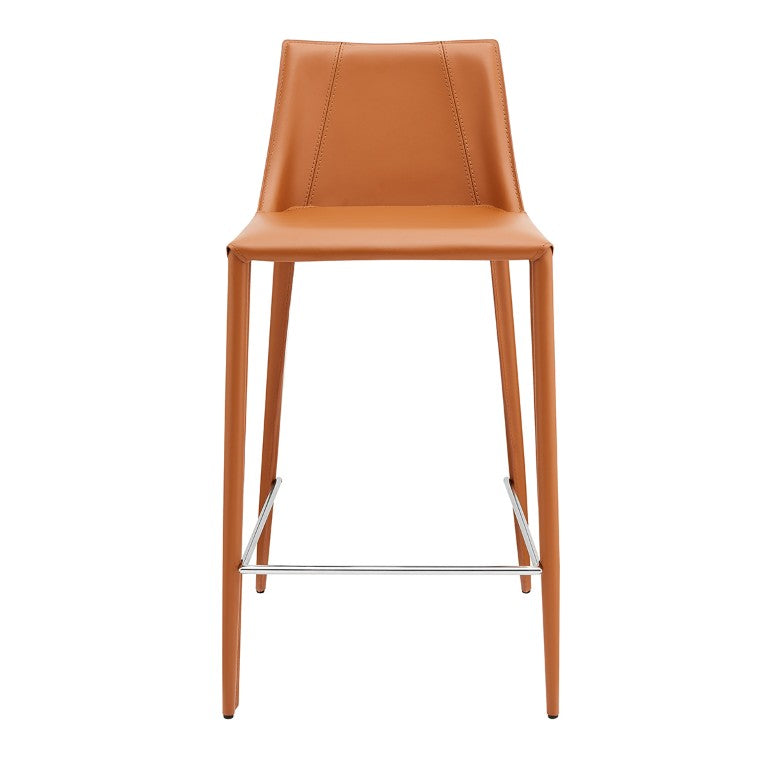 EuroStyle Kalle Regenerated Leather Counter Stool with Steel Frame for Kitchen Islands 30916-COG-MP1