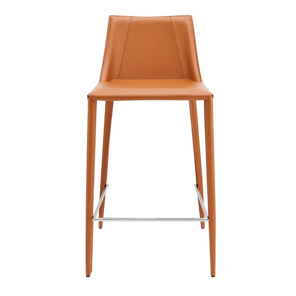 EuroStyle Kalle Regenerated Leather Counter Stool with Steel Frame for Kitchen Islands 30916-COG-MP1
