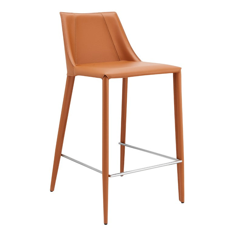 EuroStyle Kalle Regenerated Leather Counter Stool with Steel Frame for Kitchen Islands 30916-COG-MP1
