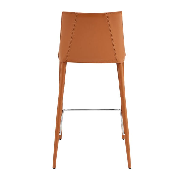EuroStyle Kalle Regenerated Leather Counter Stool with Steel Frame for Kitchen Islands 30916-COG-MP1