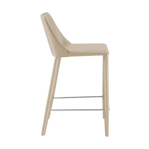 EuroStyle Kalle Upholstered Counter Stool in Tailored Leather with Polished Footrest Detail 30916-LTGRY-MP1
