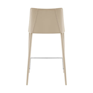 EuroStyle Kalle Upholstered Counter Stool in Tailored Leather with Polished Footrest Detail 30916-LTGRY-MP1