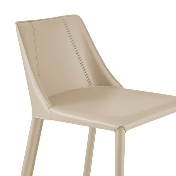 EuroStyle Kalle Upholstered Counter Stool in Tailored Leather with Polished Footrest Detail 30916-LTGRY-MP1