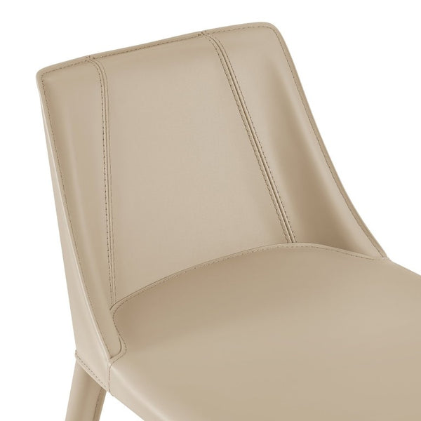 EuroStyle Kalle Upholstered Counter Stool in Tailored Leather with Polished Footrest Detail 30916-LTGRY-MP1