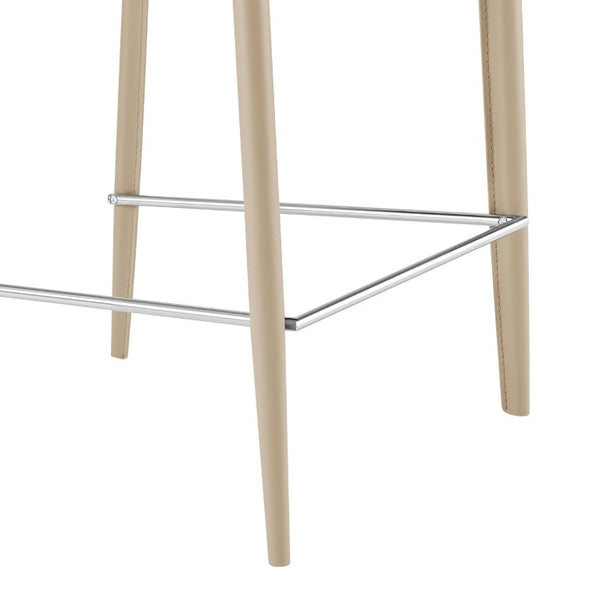 EuroStyle Kalle Upholstered Counter Stool in Tailored Leather with Polished Footrest Detail 30916-LTGRY-MP1