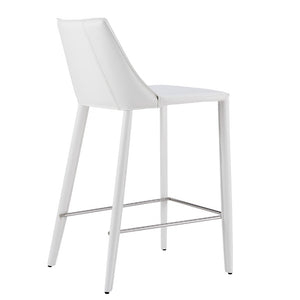 EuroStyle Kalle Upholstered Counter Stool Regenerated Leather Seat Steel Frame Kitchen Island 30916-WHT-MP1