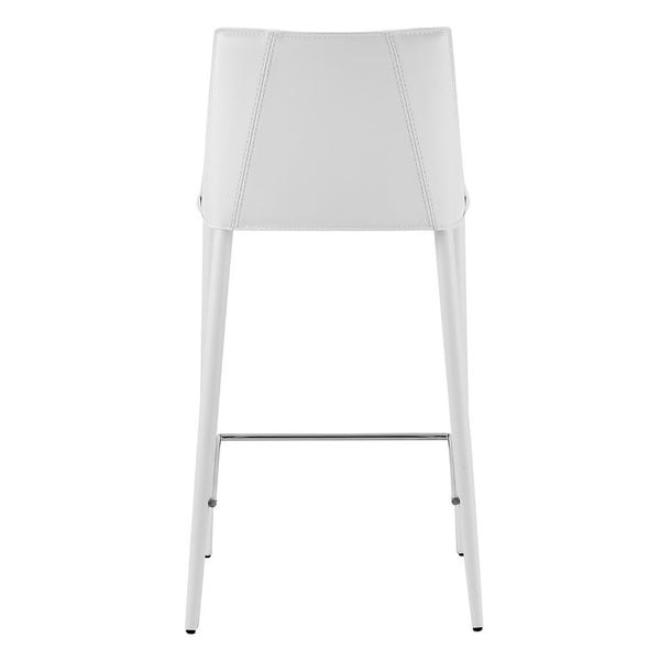 EuroStyle Kalle Upholstered Counter Stool Regenerated Leather Seat Steel Frame Kitchen Island 30916-WHT-MP1