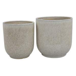 English Elm Lyna Glossy Ceramic Planter Set Speckled Glaze Rounded Form for Indoor Shelves B056P416945