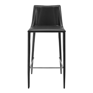 EuroStyle Kalle Regenerated Leather Bar Stool with Steel Frame for Kitchen or Home Bar Black 30918-BLK-MP1