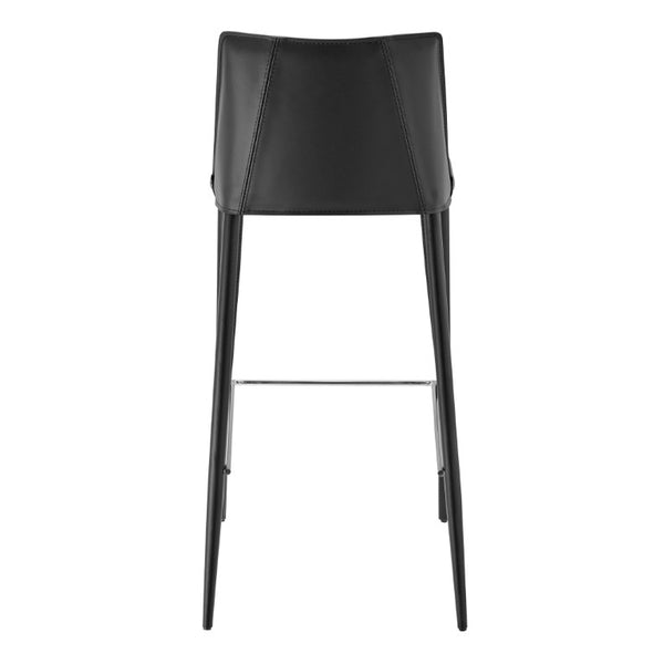 EuroStyle Kalle Regenerated Leather Bar Stool with Steel Frame for Kitchen or Home Bar Black 30918-BLK-MP1