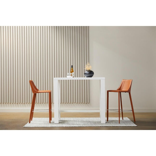 EuroStyle Kalle Regenerated Leather Bar Stool with Steel Frame for Kitchen or Home Bar Dark Caramel 30918-COG-MP1