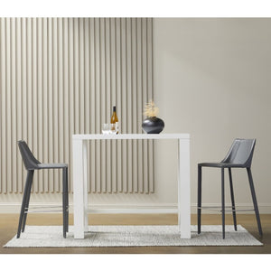 EuroStyle Kalle Regenerated Leather Bar Stool with Steel Frame for Kitchen or Home Bar Gray 30918-GRY-MP1