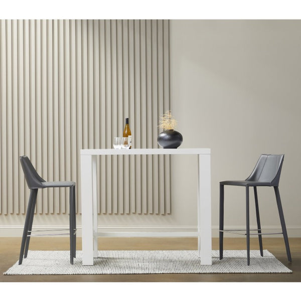 EuroStyle Kalle Regenerated Leather Bar Stool with Steel Frame for Kitchen or Home Bar Gray 30918-GRY-MP1