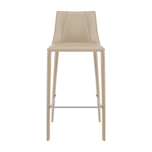 EuroStyle Kalle Regenerated Leather Bar Stool with Steel Frame for Kitchen or Home Bar Taupe 30918-LTGRY-MP1