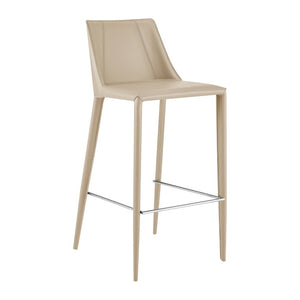 EuroStyle Kalle Regenerated Leather Bar Stool with Steel Frame for Kitchen or Home Bar Taupe 30918-LTGRY-MP1