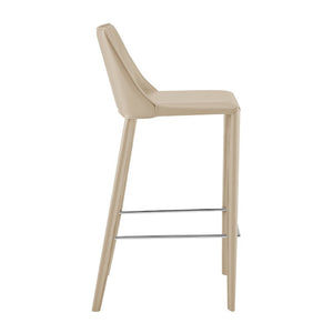 EuroStyle Kalle Regenerated Leather Bar Stool with Steel Frame for Kitchen or Home Bar Taupe 30918-LTGRY-MP1