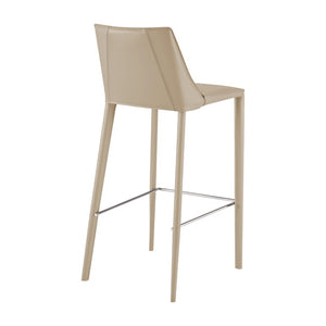 EuroStyle Kalle Regenerated Leather Bar Stool with Steel Frame for Kitchen or Home Bar Taupe 30918-LTGRY-MP1