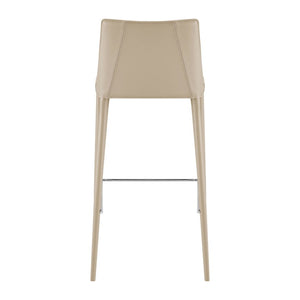 EuroStyle Kalle Regenerated Leather Bar Stool with Steel Frame for Kitchen or Home Bar Taupe 30918-LTGRY-MP1