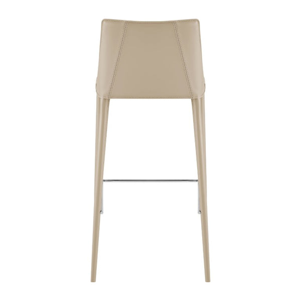 EuroStyle Kalle Regenerated Leather Bar Stool with Steel Frame for Kitchen or Home Bar Taupe 30918-LTGRY-MP1
