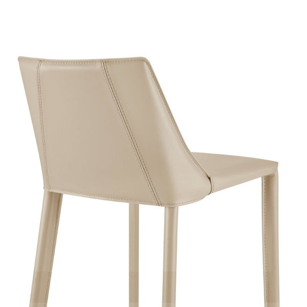EuroStyle Kalle Regenerated Leather Bar Stool with Steel Frame for Kitchen or Home Bar Taupe 30918-LTGRY-MP1