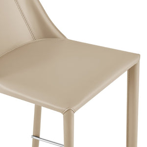 EuroStyle Kalle Regenerated Leather Bar Stool with Steel Frame for Kitchen or Home Bar Taupe 30918-LTGRY-MP1