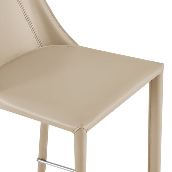 EuroStyle Kalle Regenerated Leather Bar Stool with Steel Frame for Kitchen or Home Bar Taupe 30918-LTGRY-MP1