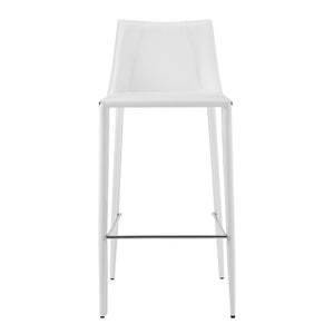 EuroStyle Kalle Regenerated Leather Bar Stool with Steel Frame for Kitchen or Home Bar White 30918-WHT-MP1