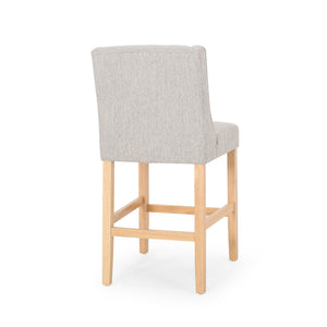 English Elm Christopher Knight Home® - Vienna Tufted Wingback Counter Stools Set of 2 — Elegant Fabric Seating, Button-Tufted Comfort, Durable Rubberwood Frame Light Grey+Natural 64853.00LGRY