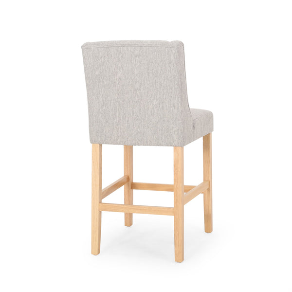 English Elm Christopher Knight Home® - Vienna Tufted Wingback Counter Stools Set of 2 — Elegant Fabric Seating, Button-Tufted Comfort, Durable Rubberwood Frame Light Grey+Natural 64853.00LGRY