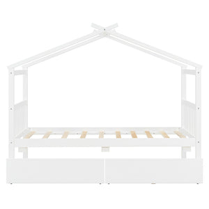 English Elm Twin House Bed Solid Pine Kids Cottage Frame with Storage Drawers Imaginative Room N708P309245K