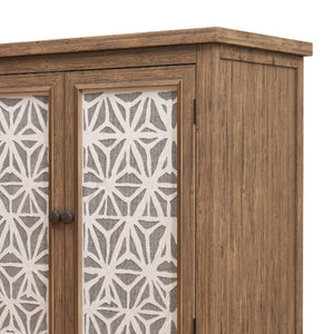 English Elm Rustic Vintage Wood Storage Cabinet with Metal Frame & Linen Doors, Dustproof Geometric Design, Easy Assembly W808P245584