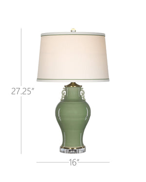Currey & Company Londonderry Green Table Lamp - Elegant Sage Design With Ming Dynasty Inspiration & Crystal Accents Green Porcelain ,Optic Crystal 6000-1028-currey-company