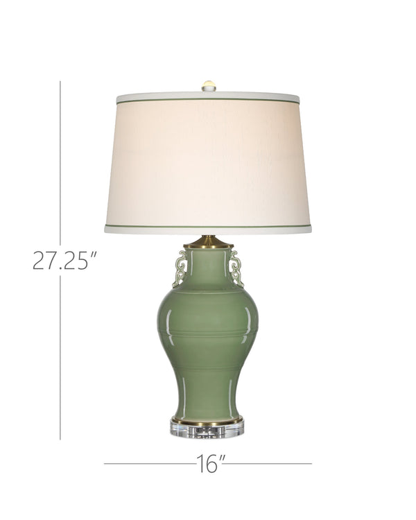 Currey & Company Londonderry Green Table Lamp - Elegant Sage Design With Ming Dynasty Inspiration & Crystal Accents Green Porcelain ,Optic Crystal 6000-1028-currey-company