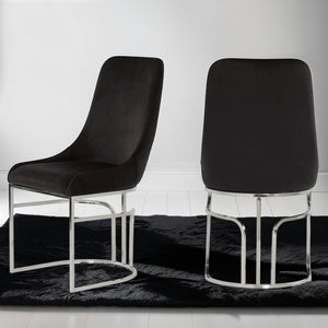 English Elm Emrald Modern Velvet Dining Chairs - Plush Comfort With Black Steel Legs For Chic Home Accent B009P298425