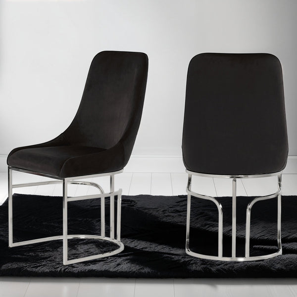 English Elm Emrald Modern Velvet Dining Chairs - Plush Comfort With Black Steel Legs For Chic Home Accent B009P298425