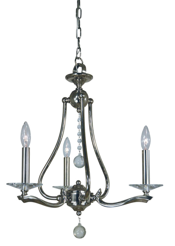 Framburg 3-light Polished Nickel Allena Chandelier - Elegant Art Nouveau Design With Crystal Accents, Usa-made Polished Nickel Metal 3093 Pn