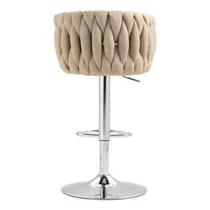 English Elm 360° Fabric Swivel Bar Stools Set of 2 with High Rebound Sponge Cushions, Adjustable Metal Legs, Modern Design Yellow W2215P252780