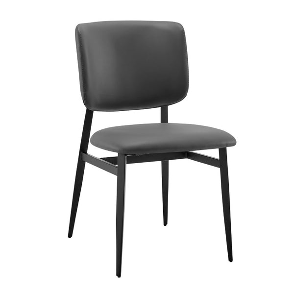 EuroStyle Felipe Contract Grade Leatherette Dining Chair with Powder Coated Steel Base Gray Leatherette 30947-GRY
